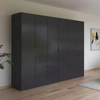 Ticao 271cm 10 Door Wardrobe - Metallic Dark Grey