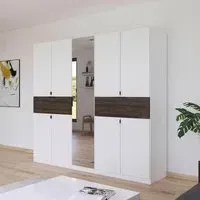 Ticao 9 Door Combi Wardrobe - Alpine White, Atlantic Dark Oak