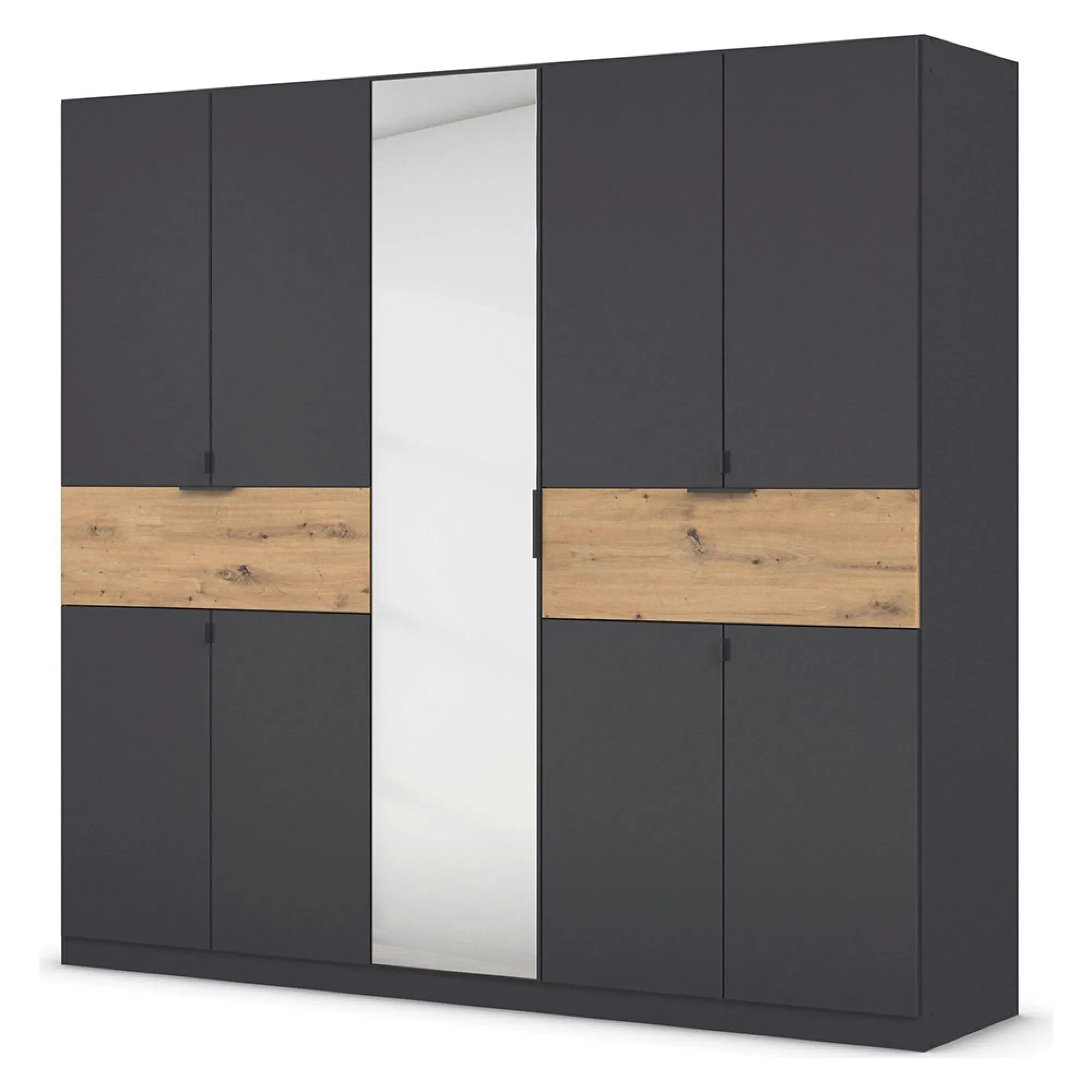 Ticao 9 Door Combi Wardrobe - Metallic Dark Grey, Artisan Oak
