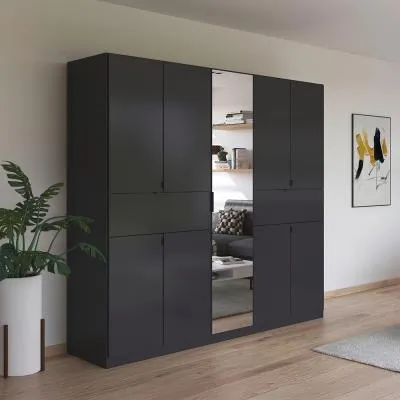 Ticao 9 Door Combi Wardrobe - Metallic Dark Grey