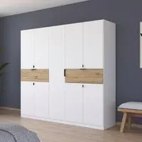 Ticao 9 Door Wardrobe - Alpine White, Artisan Oak