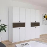 Ticao 9 Door Wardrobe - Alpine White, Atlantic Dark Oak