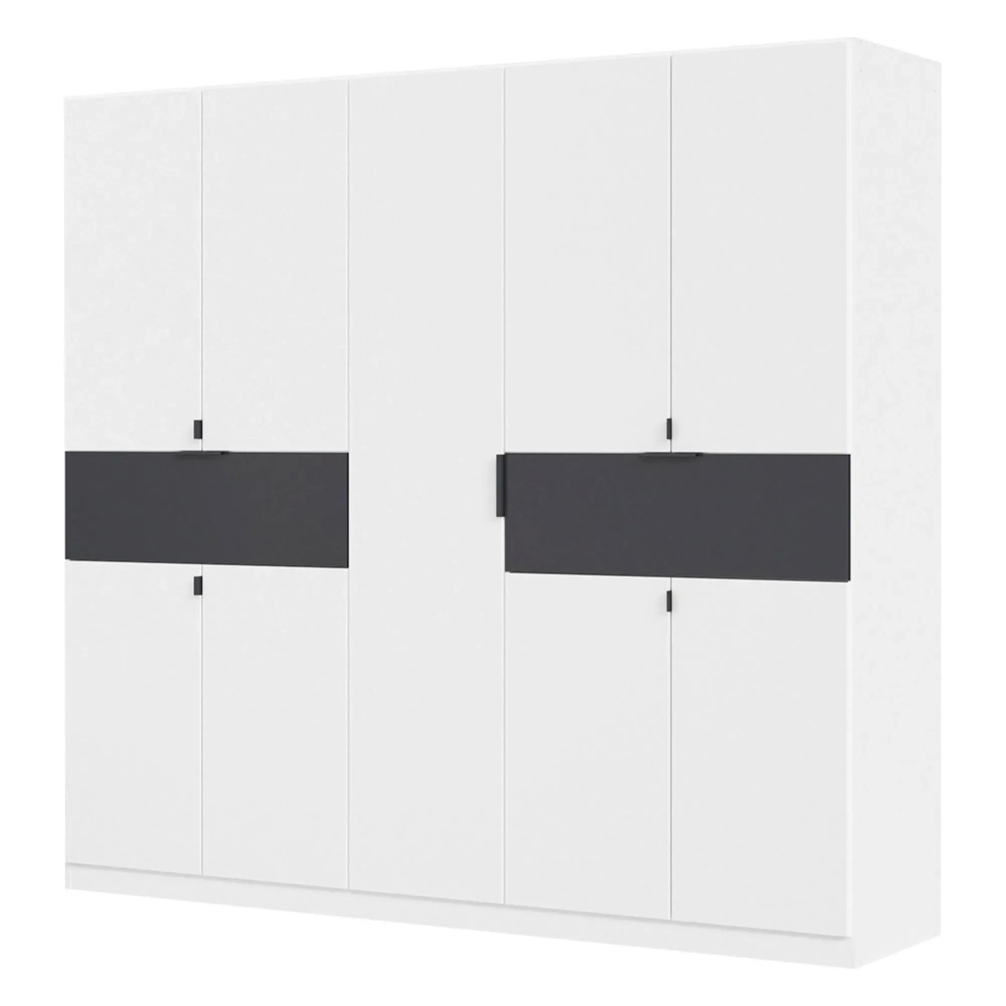 Ticao 9 Door Wardrobe - Alpine White, Metallic Dark Grey