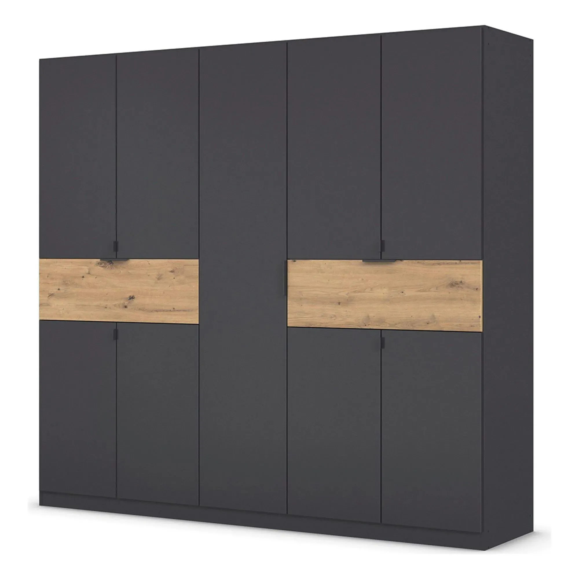 Ticao 9 Door Wardrobe - Metallic Dark Grey, Artisan Oak