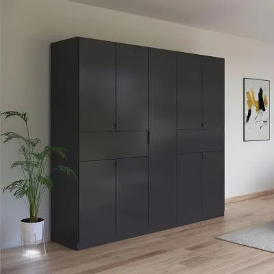 Ticao 9 Door Wardrobe - Metallic Dark Grey