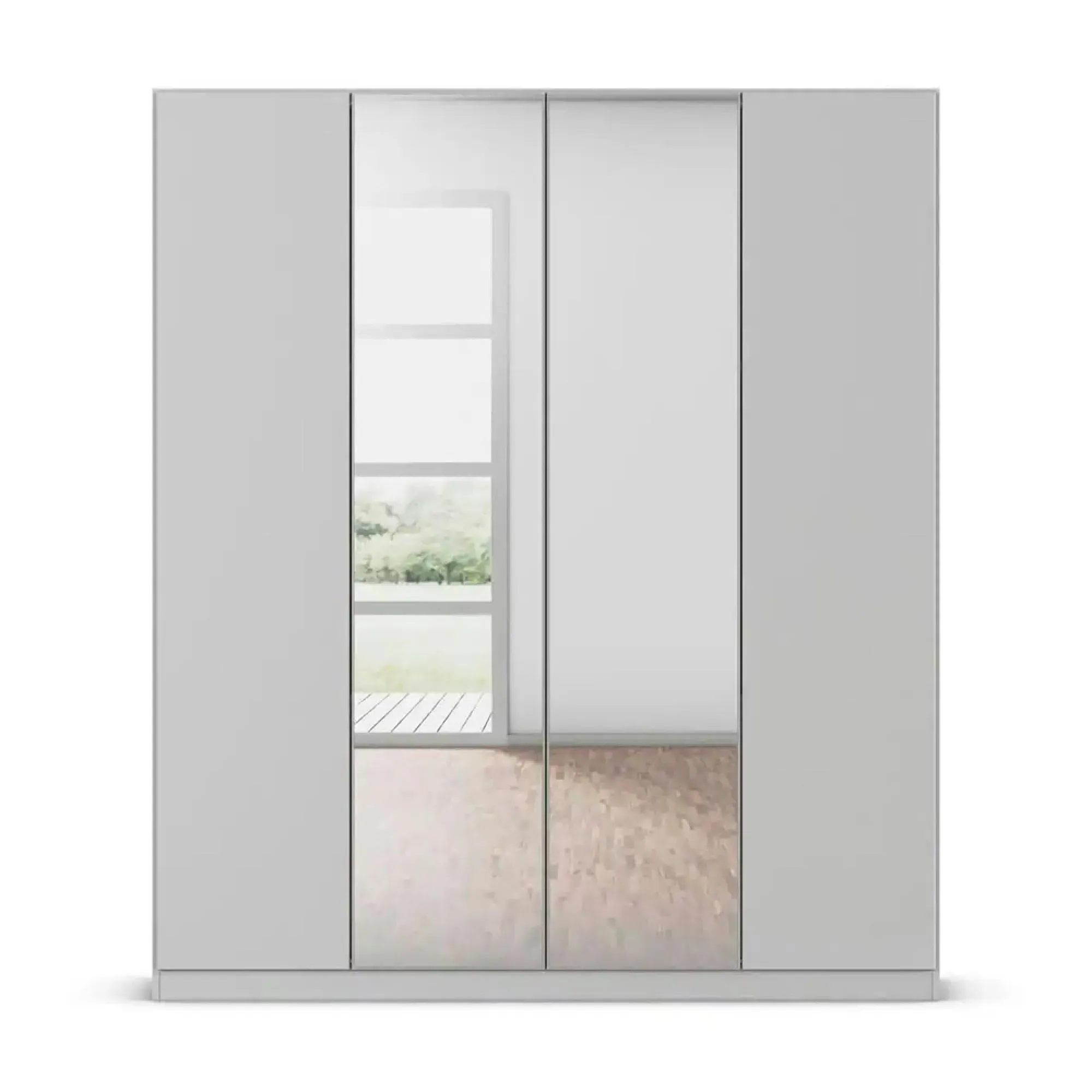 Wingview Lite 4 Door Wardrobe with Mirror - Silk Grey