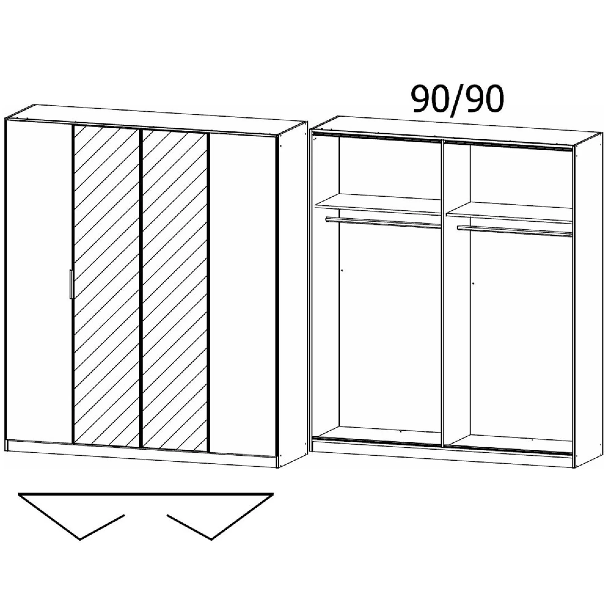 Wingview Lite 4 Door Wardrobe with Mirror - Silk Grey
