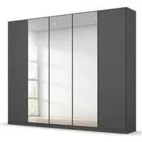 Wingview Lite 5 Door Wardrobe with Mirror - Metallic Dark Grey
