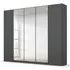 Wingview Lite 5 Door Wardrobe with Mirror - Metallic Dark Grey
