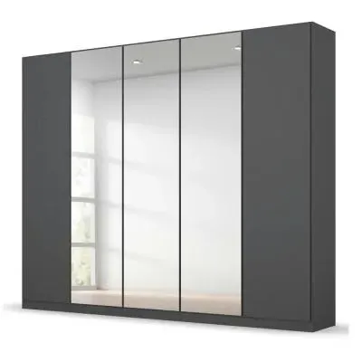 Wingview Lite 5 Door Wardrobe with Mirror - Metallic Dark Grey