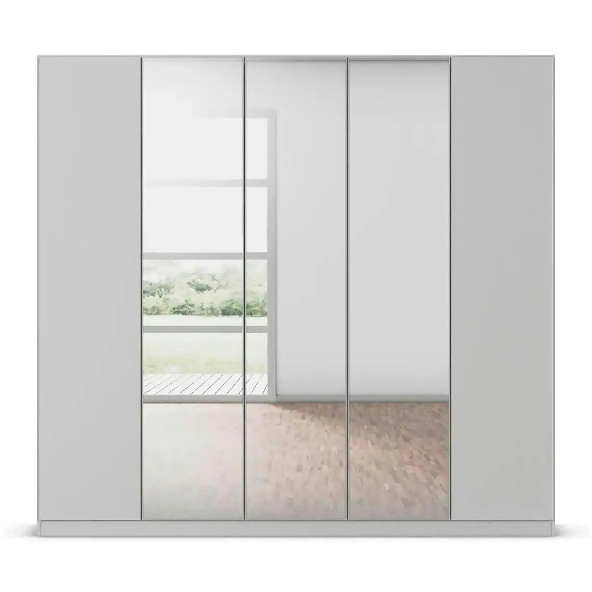 Wingview Lite 5 Door Wardrobe with Mirror - Silk Grey