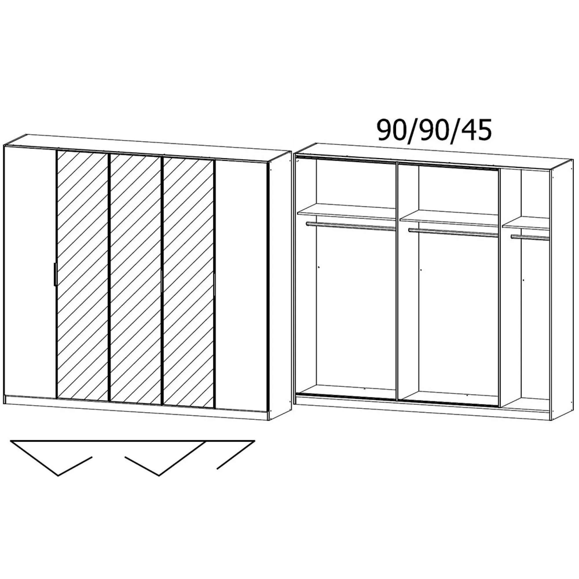 Wingview Lite 5 Door Wardrobe with Mirror - Silk Grey