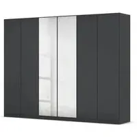 Wingview Lite 6 Door Wardrobe with Mirror - Metallic Dark Grey