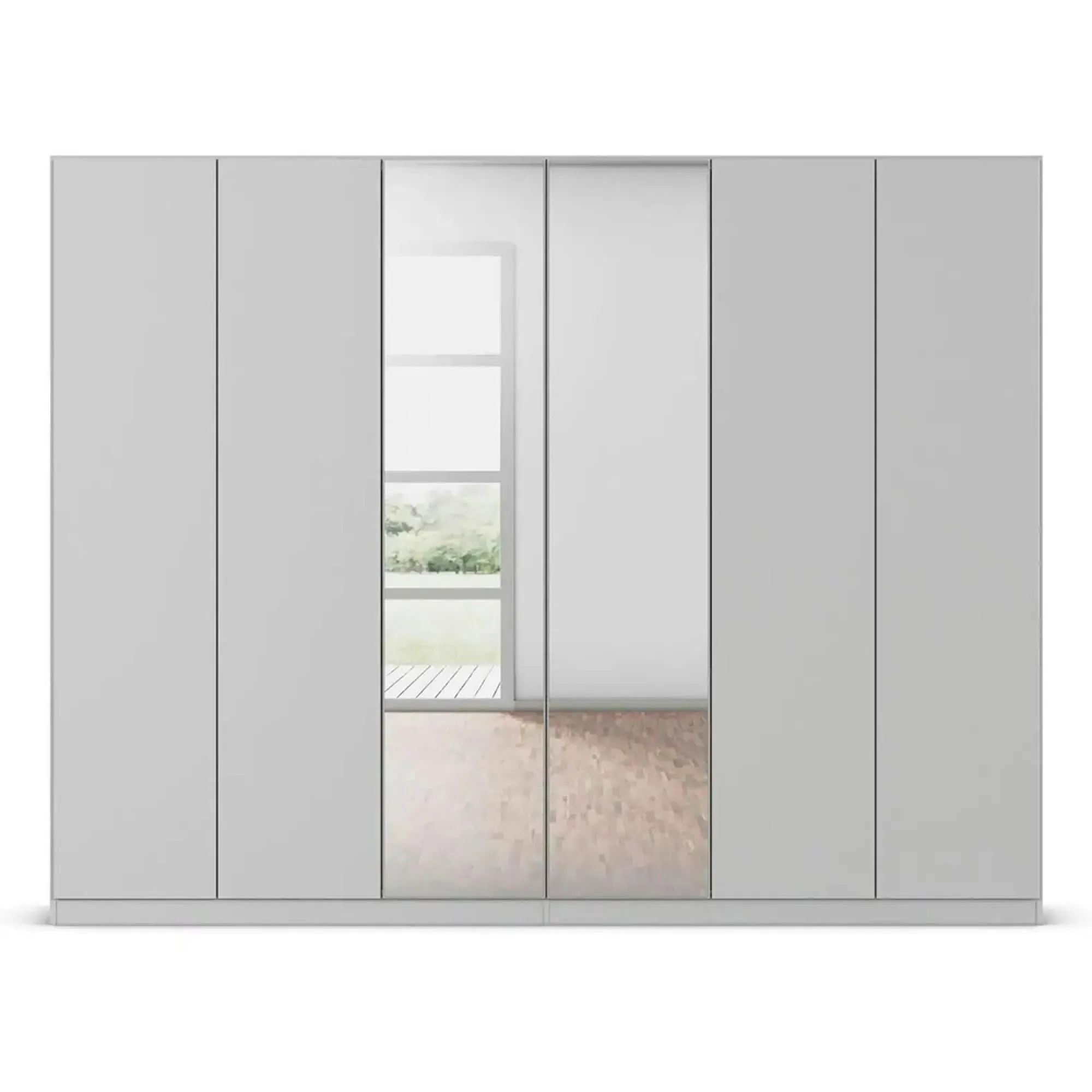 Wingview Lite 6 Door Wardrobe with Mirror - Silk Grey