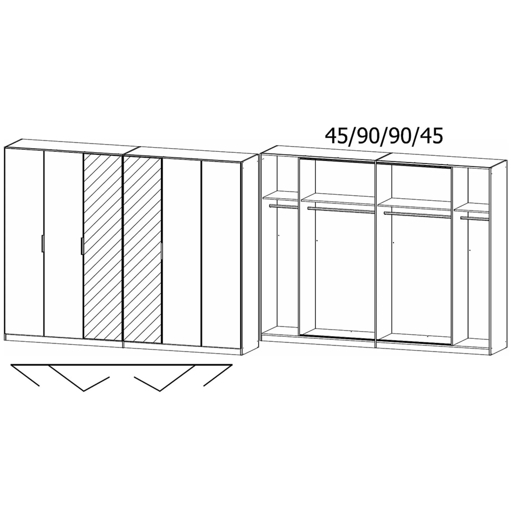 Wingview Lite 6 Door Wardrobe with Mirror - Silk Grey