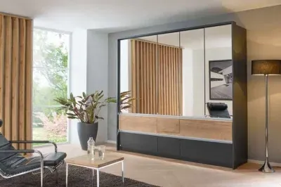 Winnipeg 5 Door Combi Wardrobe - Metallic Grey, Halifax Oak image