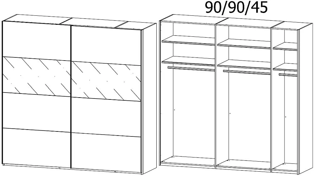 Xtend 2 Door Sliding Wardrobe - Graphite, Glass