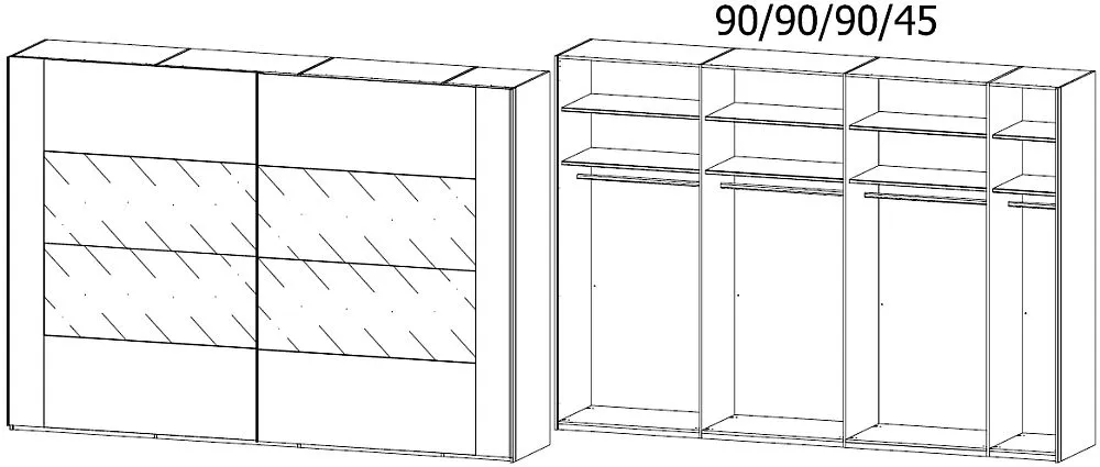 Xtend 2 Door Sliding Wardrobe with Light - White, Glass