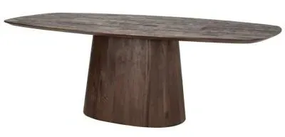 Alix 8 Seater Oval Pedestal Dining Table - Dark Brown