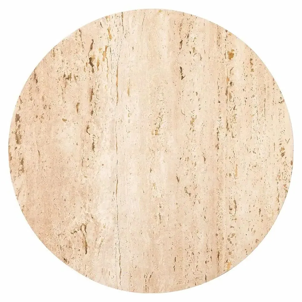 Avalon 2 Tier Round Coffee Table - Beige, Travertine