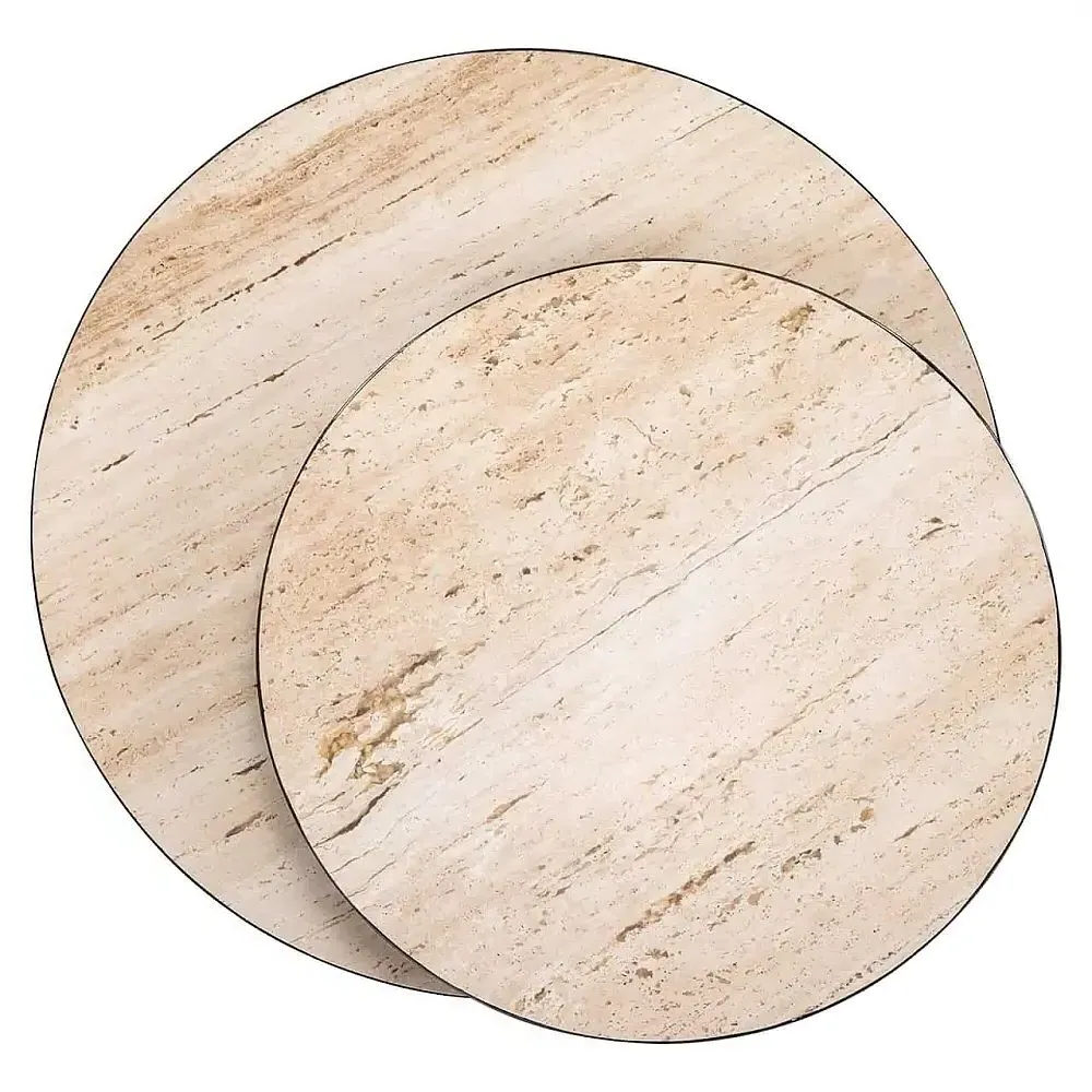 Avalon Round Coffee Table - Beige, Travertine
