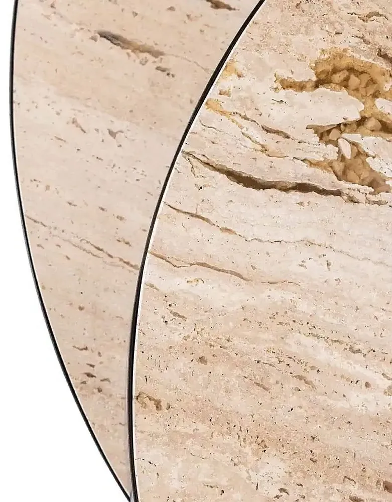 Avalon Round Coffee Table - Beige, Travertine