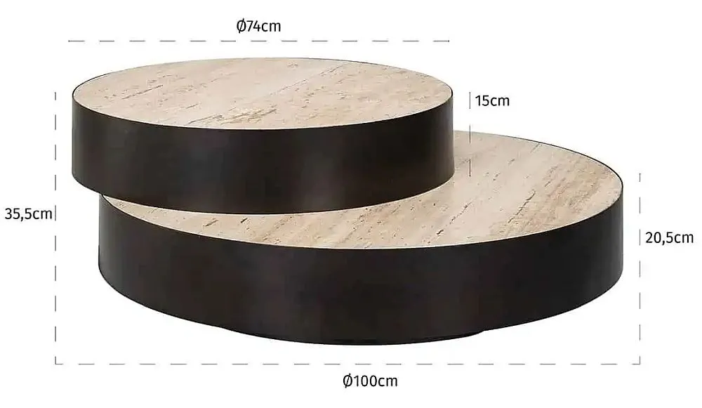 Avalon Round Coffee Table - Beige, Travertine