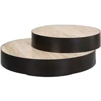 Avalon Round Coffee Table - Beige, Travertine