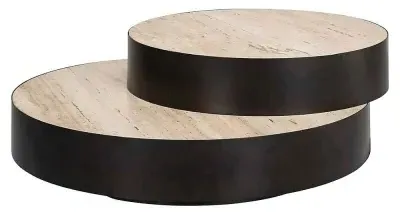 Avalon Round Coffee Table - Beige, Travertine image