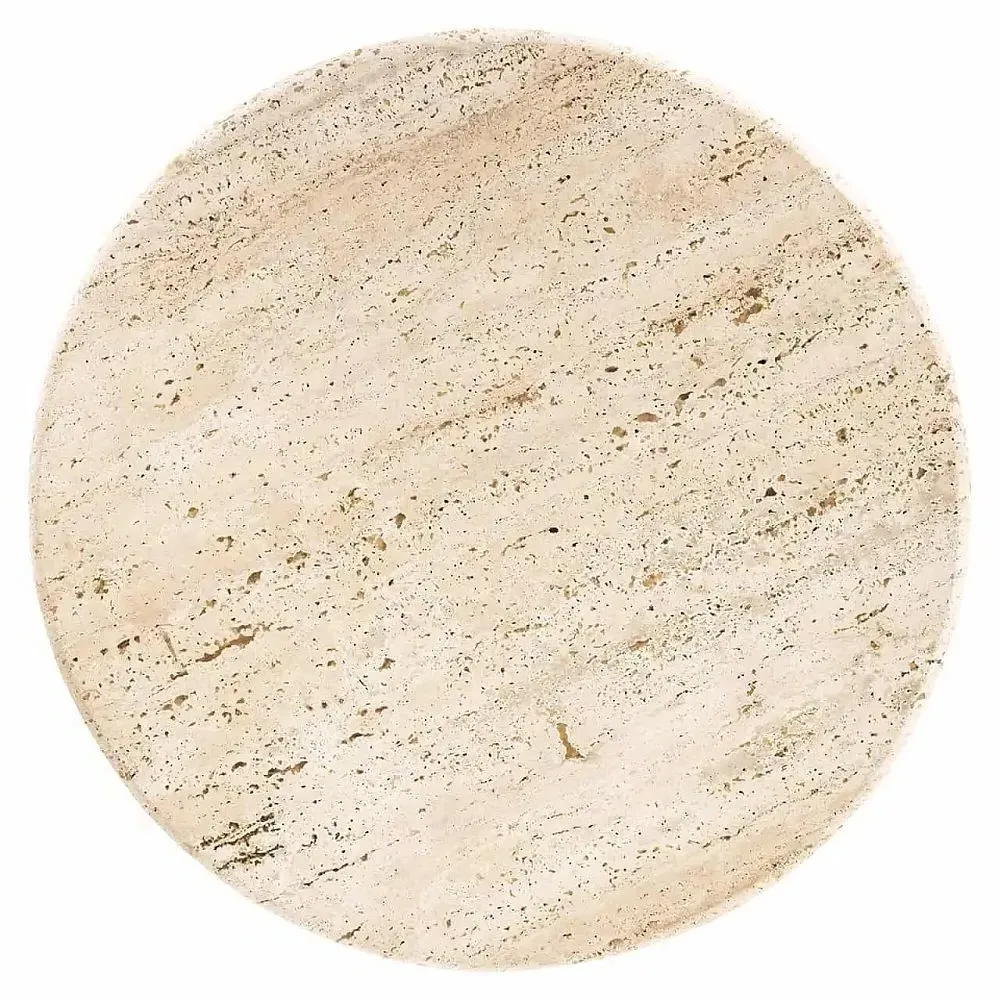 Avalon Round Side Table - Beige, Travertine