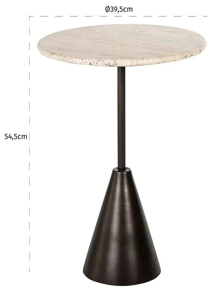 Avalon Round Side Table - Beige, Travertine