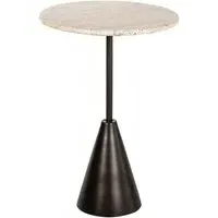 Avalon Round Side Table - Beige, Travertine