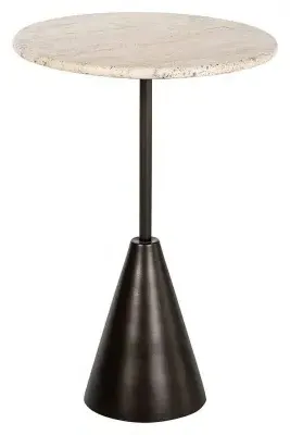 Avalon Round Side Table - Beige, Travertine image