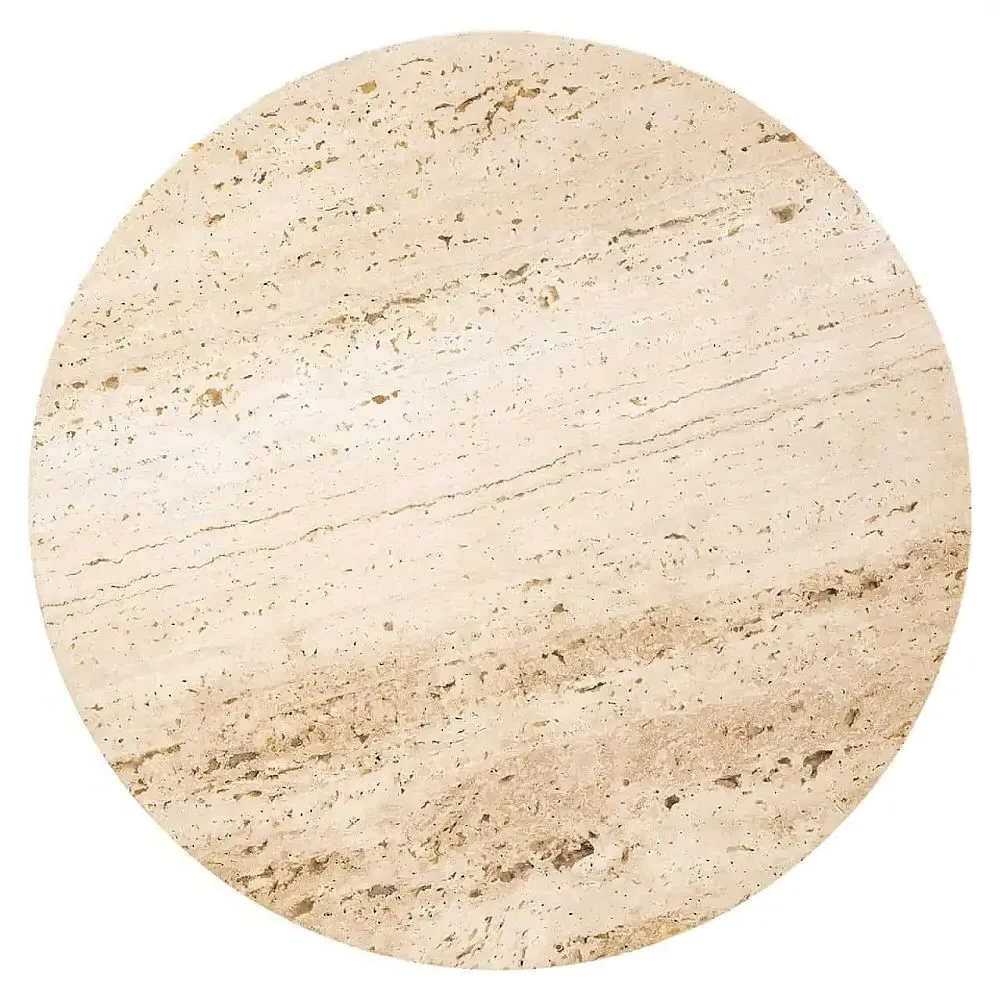 Avalon Set of 2 Round Side Tables - Beige, Travertine