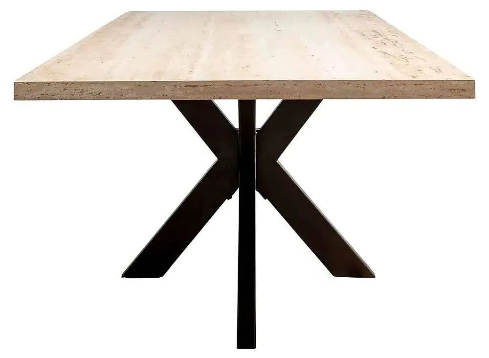 Avalon Travertine 8-Seater Dining Table with Spider Legs - Beige