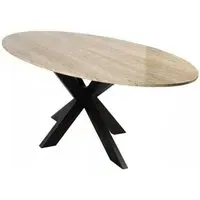 Avalon Travertine 8-Seater Oval Dining Table with Spider Legs - Beige