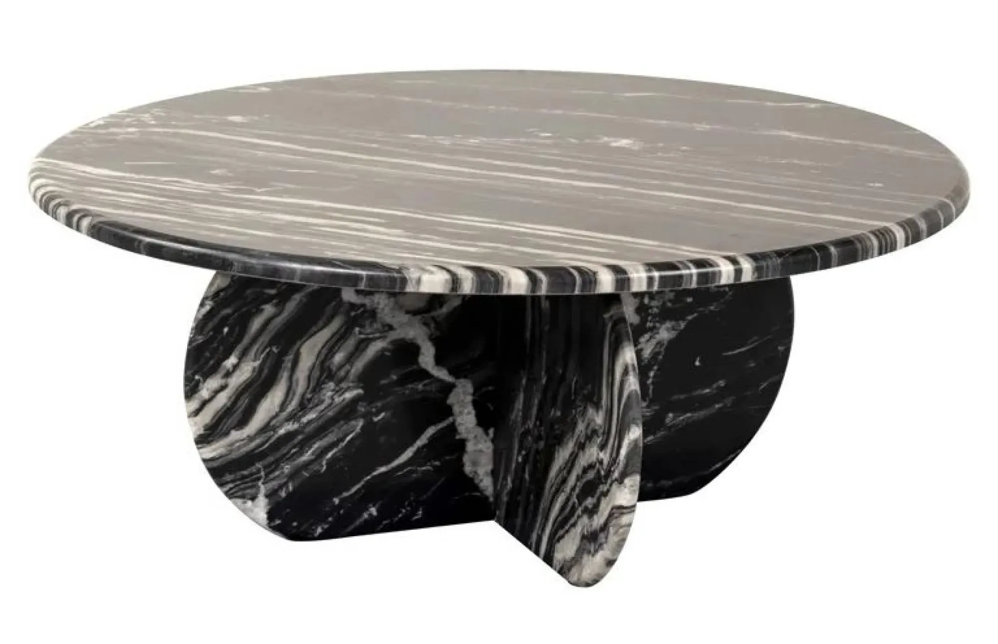 Bancroft Round Coffee Table - Black, Marble