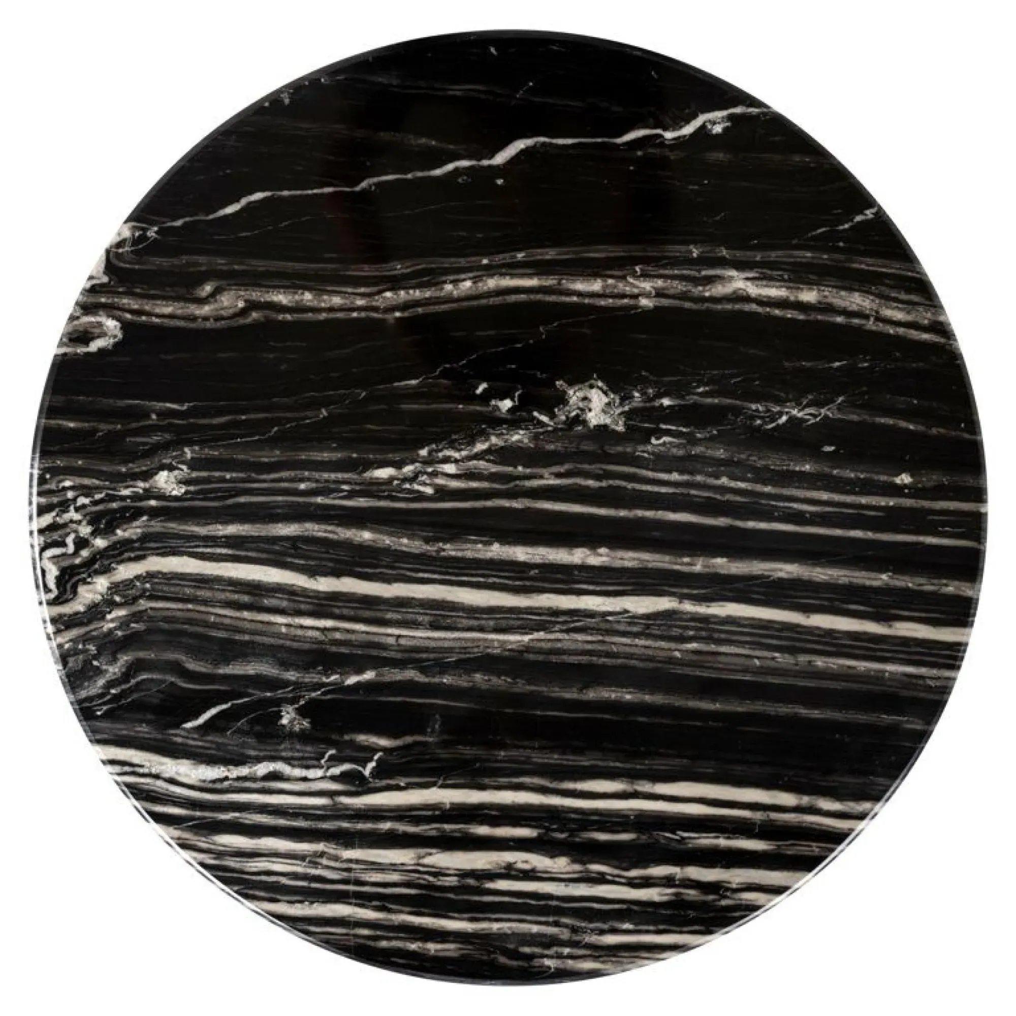 Bancroft Round Coffee Table - Black, Marble