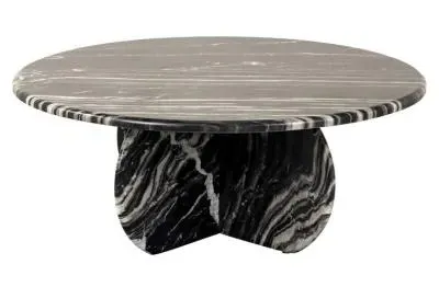 Bancroft Round Coffee Table - Black, Marble image