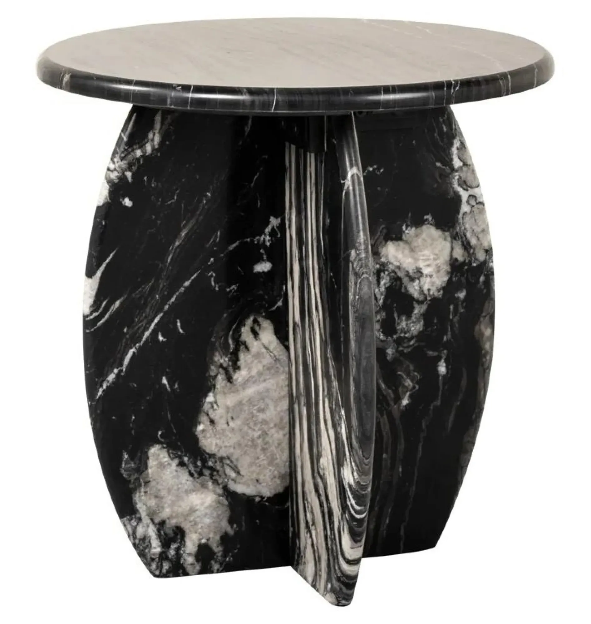 Bancroft Round End Table - Black, Marble