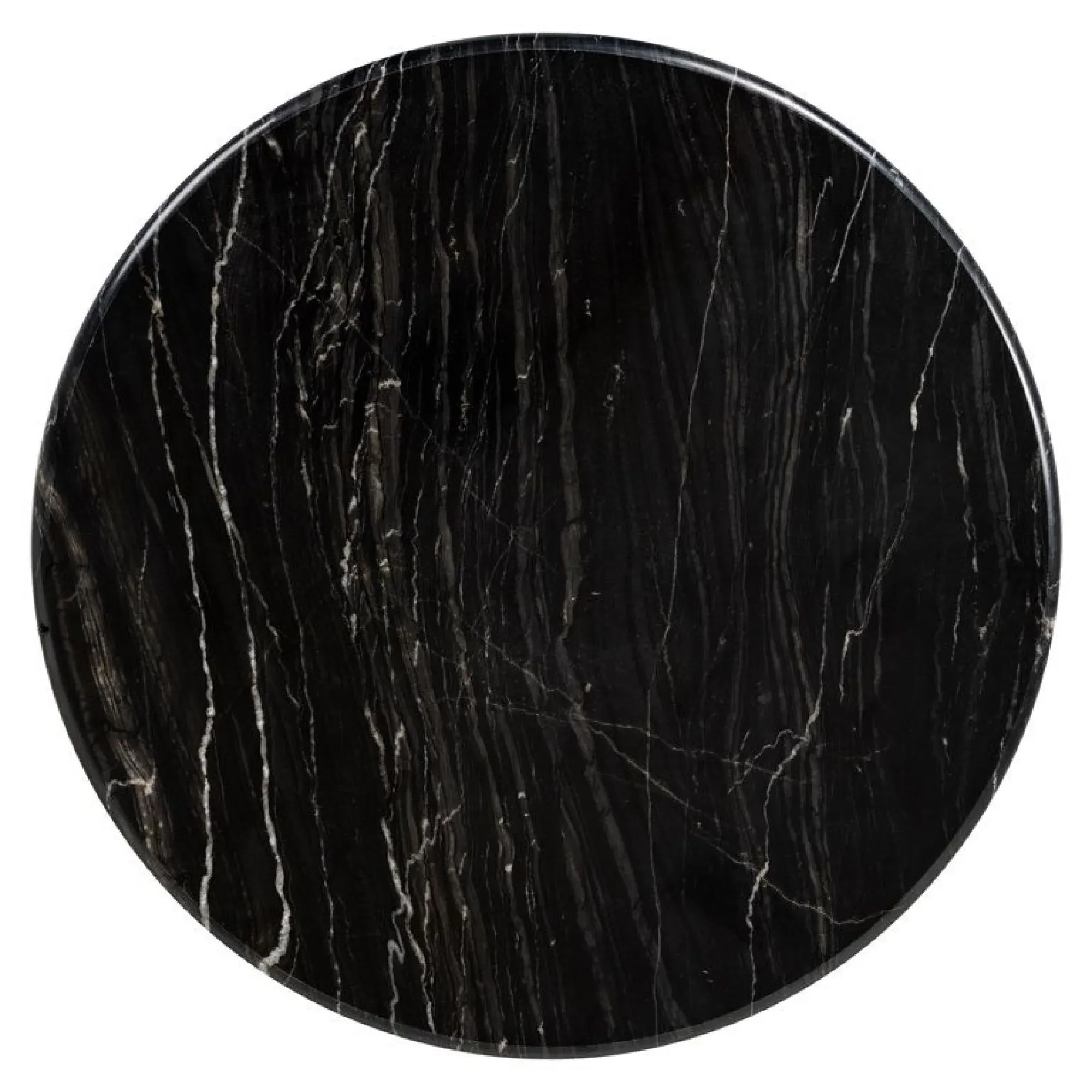 Bancroft Round End Table - Black, Marble