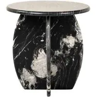 Bancroft Round End Table - Black, Marble