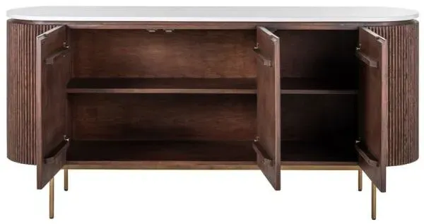 Barkley 3 Door Extra Large Sideboard - White, Marble