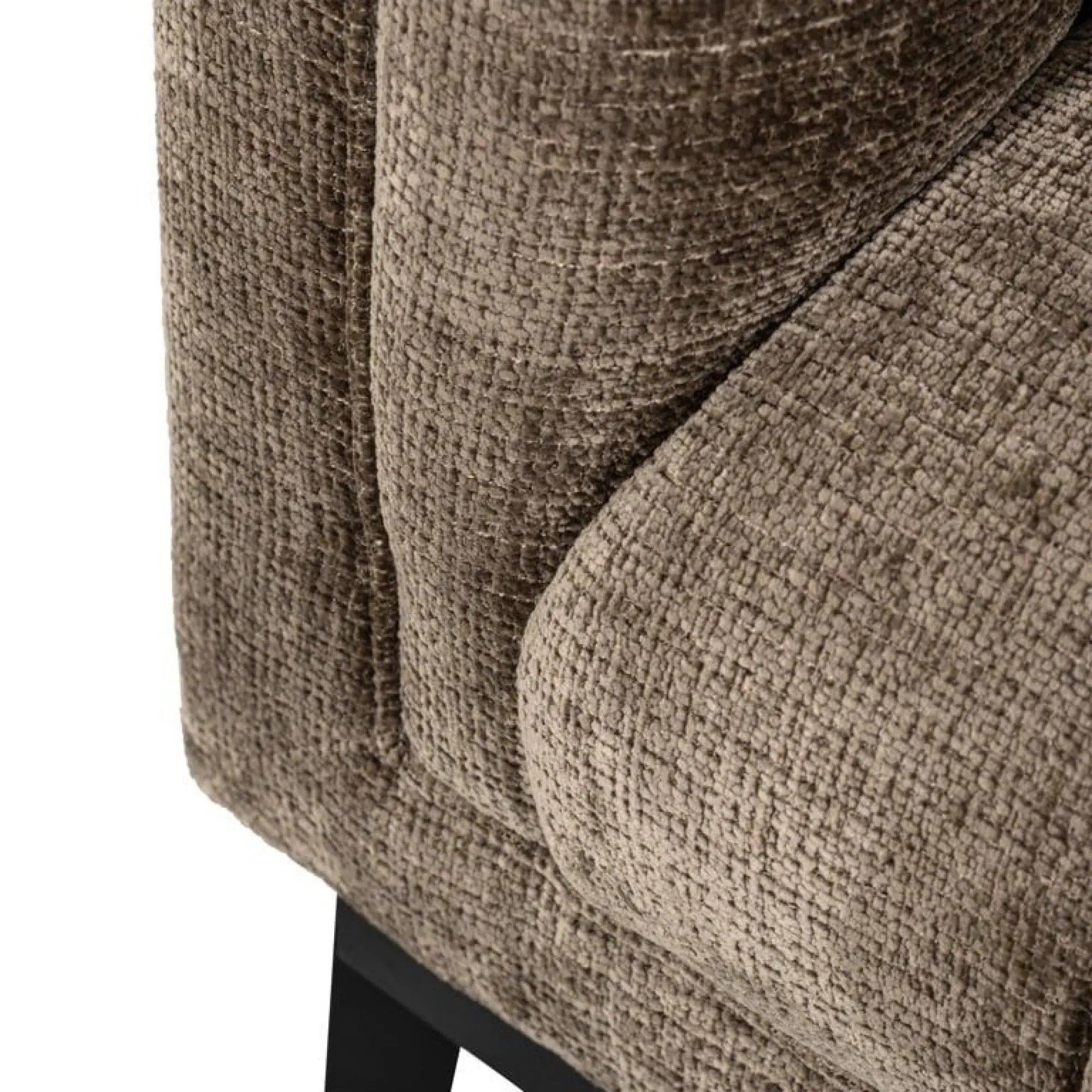 Beaudy 3-Seater Sofa with Black Legs - Stone, Chenille