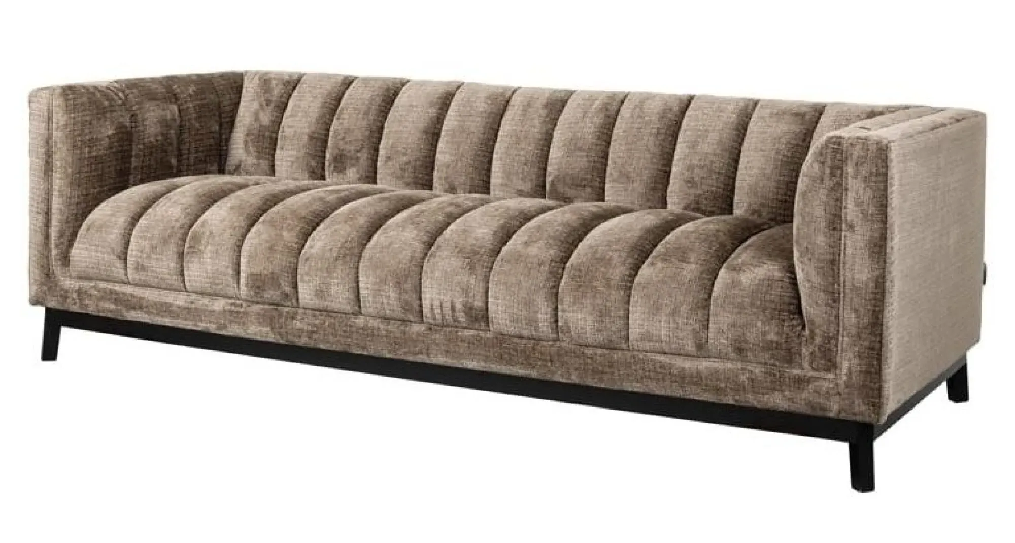 Beaudy 3-Seater Sofa with Black Legs - Stone, Chenille