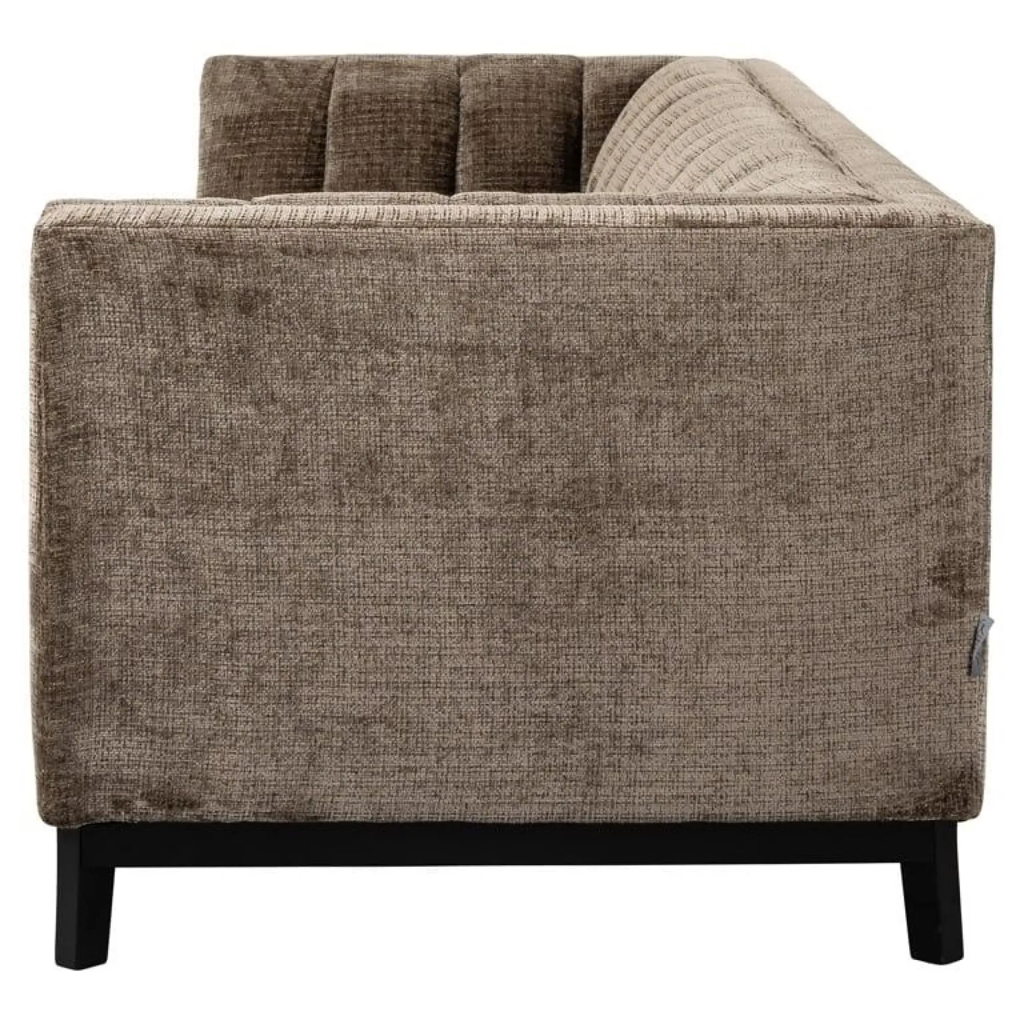 Beaudy 3-Seater Sofa with Black Legs - Stone, Chenille