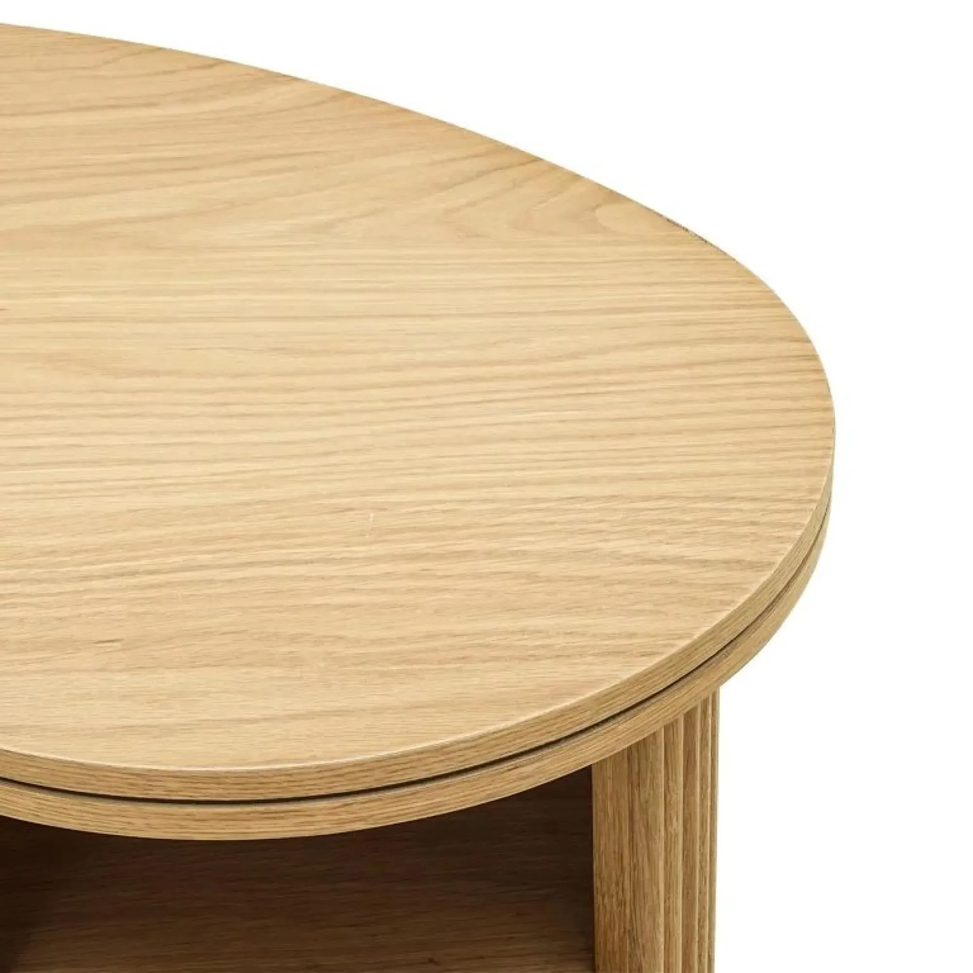 Belfort Oak 3 Drawer Writing Desk with Fluted Base - Natural Oak