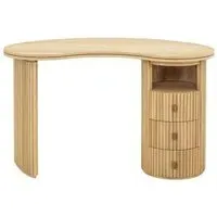 Belfort Oak 3 Drawer Writing Desk with Fluted Base - Natural Oak