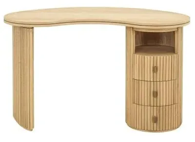 Belfort Oak 3 Drawer Writing Desk with Fluted Base - Natural Oak image