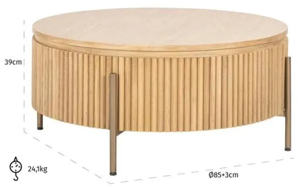 Belfort Round Coffee Table - Natural Oak
